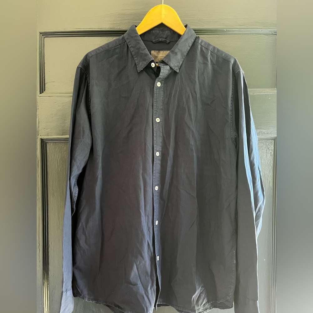NWT! Mododoc 100% Cotton True Navy Emma Wood Long Sleeve Button Front Shirt, XL